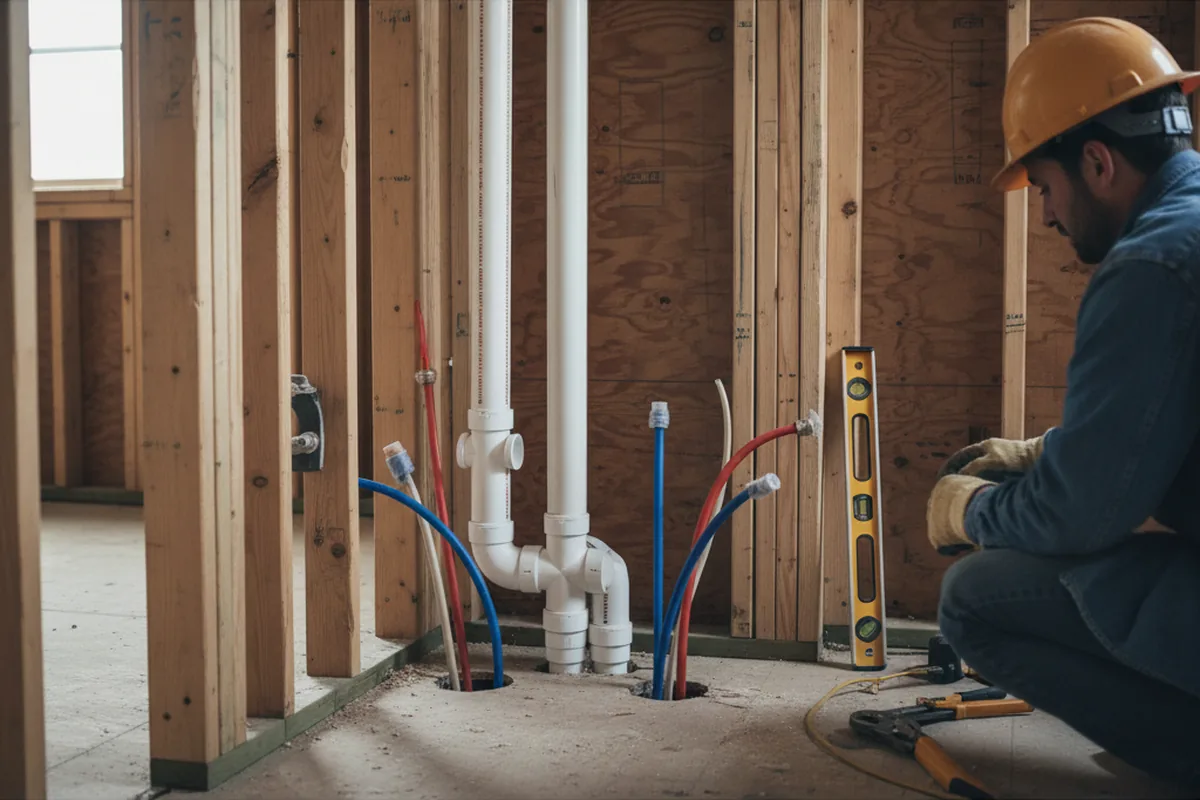 Drain and supply rough-in during Leak Detection in Hermitage